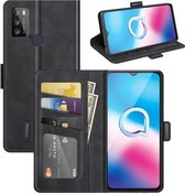 Voor Alcatel 1S 2021 / 3L 2021 Dubbelzijdige magnetische gesp Horizontale flip lederen tas met houder & kaartsleuven & portemonnee (zwart)