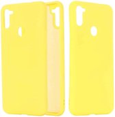 Voor Samsung Galaxy M11 / A11 EU effen kleur vloeibare siliconen schokbestendige volledige dekking beschermhoes (geel)