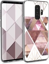 kwmobile telefoonhoesje geschikt voor Samsung Galaxy S9 Plus - Hoesje voor smartphone in poederroze / roségoud / wit - Glory Driekhoeken design