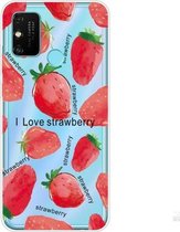 Voor Huawei Honor 9A schokbestendig geschilderd TPU beschermhoes (aardbei)