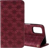 Voor OPPO A52 / A72 / A92 Lucky Flowers Embossing Pattern Magnetische horizontale flip lederen tas met houder & kaartsleuven (wijnrood)