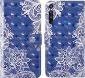 Voor Motorola Moto G8 3D Schilderij Gekleurd Tekening Patroon Horizontaal Flip TPU + PU Leren Hoesje met Houder & Kaartsleuven & Portemonnee & Lanyard (Wit Kant)