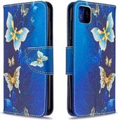 Voor Huawei Y5P / Honor 9S Gekleurde Tekening Patroon Horizontale Flip Leren Case met Houder & Kaartsleuven & Portemonnee (Gouden Vlinder)