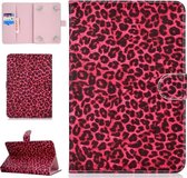 Voor 10 inch Universele Tablet PC Gekleurde Tekening Patroon Horizontale Flip PU Lederen Case met Houder & Kaartsleuf (Rood Roze Luipaard)