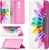 Voor Nokia 2.4 Gekleurde Tekening Patroon Onzichtbare Magnetische Horizontale Flip PU Lederen Case met Houder & Kaartsleuven & Portemonnee (Sun Flower)