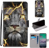 Voor Nokia 3.4 Gekleurde Tekening Cross Textuur Horizontale Flip PU Lederen Case met Houder & Kaartsleuven & Portemonnee & Lanyard (Fission Lion)