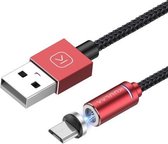 KUULAA KL-O21 micro-USB ronde kop snelladende magnetische oplaadgegevenskabel, lengte: 1m (rood)
