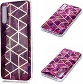 Voor Galaxy A70 Plating Marble Pattern Soft TPU beschermhoes (paars)