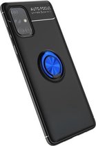 Voor Galaxy A71 Lenuo schokbestendige TPU-beschermhoes met onzichtbare houder (zwart + blauw)