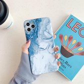 Marble Pattern TPU Fine Hole beschermhoes voor iPhone 12 (blauw wit)