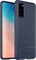 Voor Galaxy S20 Plus iPAKY Carbon Fiber Texture Soft TPU Case (blauw)