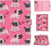 Voor iPad 10.2 Gekleurd tekeningpatroon Horizontaal Flip PU-lederen hoes met houder & kaartsleuf & slaap- / wekfunctie (Love Dog)