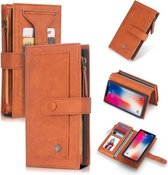 Voor iPhone XS POLA Multifunctionele mode magnetische horizontale flip lederen tas met kaartsleuven & portemonnee & fotolijst & houder (bruin)