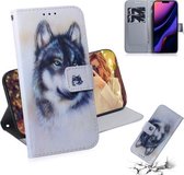 3D-gekleurde tekening horizontale lederen flip-hoes, met houder & kaartsleuf & portemonnee voor iPhone 11 Pro (witte wolf)