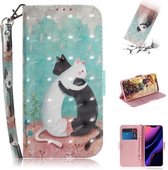 3D Gekleurde Tekening Horizontale Leren Flip Case, met Houder & Kaartsleuf & Portemonnee Voor iPhone 11 Pro Max (Zwart Witte Kat)