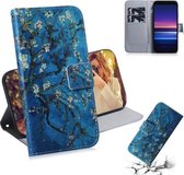 Voor Sony Xperia 20 Gekleurde Tekening Patroon Horizontale Flip PU Lederen Case met Houder & Kaartsleuven & Portemonnee (Abrikozenbloem)