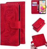 Voor LG K42 Tiger Embossing Pattern Horizontale Flip lederen tas met houder & kaartsleuven & portemonnee (rood)