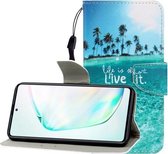 Voor Galaxy A81 Gekleurde tekening Horizontale flip lederen tas met houder & kaartsleuf & portemonnee (Coconut Tree)