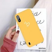 Voor Galaxy M10 Three Dots Love-heart Pattern Colorful Frosted TPU telefoon beschermhoes (geel)