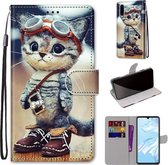 Voor Huawei P30 Gekleurde Tekening Cross Textuur Horizontale Flip PU Lederen Case met Houder & Kaartsleuven & Portemonnee & Lanyard (lederen Schoenen Kat)
