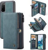 Voor Samsung Galaxy S20 CaseMe 018 Afneembare multifunctionele horizontale flip lederen tas, met kaartsleuf & houder & rits portemonnee & fotolijst (blauw)