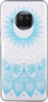 Voor Xiaomi Mi 10T Lite Gekleurd tekeningpatroon Transparant TPU beschermhoes (blauwe bloem)