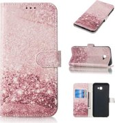 Gekleurde tekening marmer patroon horizontale flip PU lederen tas met houder & kaartsleuven & portemonnee voor Galaxy J4 + (rose goud)