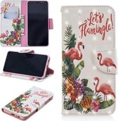 3D Gekleurde Tekening Patroon Horizontale Flip Leren Case voor Samsung Galaxy A8, met Houder & Kaartsleuven & Portemonnee (Engelse Flamingo)