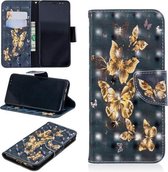 3D Gekleurde Tekening Patroon Horizontale Flip Leren Case voor Samsung Galaxy A8, met Houder & Kaartsleuven & Portemonnee (Zwarte Achtergrond Vlinder)