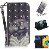 3D Schilderen Patroon Gekleurde Tekening Horizontale Flip Leren Case met Houder & Kaartsleuven & Portemonnee Voor Galaxy A30 (Hug Cat)