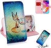 Gekleurde tekening patroon Kleurrijke magnetische gesp Horizontale flip PU lederen tas met houder & kaartsleuven & portemonnee & lanyard voor Galaxy A70 (Fox)