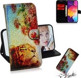 Gekleurde tekening patroon Kleurrijke magnetische gesp Horizontale flip PU lederen tas met houder & kaartsleuven & portemonnee & lanyard voor Galaxy A50 (Tiger Rose)