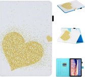 Voor Huawei MediaPad T5 Gekleurde Tekening Stiksels Horizontale Flip Leren Case met Houder & Kaartsleuven (Gouden Liefde)