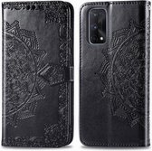 Voor OPPO Realme X7 Reliëf Mandala Patroon TPU + PU Horizontale Flip Leren Case met Houder & Drie Kaartsleuven & Portemonnee (Zwart)