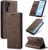 CaseMe-013 Multifunctionele Retro Frosted Horizontale Flip Leren Case voor Huawei P30 Pro, met Kaartsleuf & Houder & Portemonnee (Koffie)