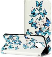 Voor Xiaomi Redmi Note 9 Pro Gekleurde Tekening Marmer Patroon Horizontale Flip PU Lederen Case met Houder & Kaartsleuven & Portemonnee (Blauwe Vlinder)
