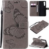 Voor OPPO Realme 6 3D vlinders reliëfpatroon horizontale flip lederen tas met houder & kaartsleuf & portemonnee (grijs)