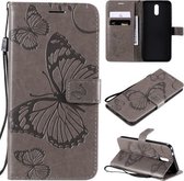 Voor Nokia 2.3 3D vlinders reliëfpatroon horizontale flip lederen tas met houder & kaartsleuf & portemonnee (grijs)