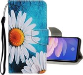 Voor Vivo Y11 (2019) Gekleurde tekening patroon Horizontale flip lederen tas met houder & kaartsleuven & portemonnee (grote chrysant)