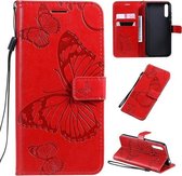 Voor Huawei Enjoy 10s Pressed Printing Butterfly Pattern Horizontale Flip PU Leather Case met houder & kaartsleuven & portemonnee & Lanyard (rood)