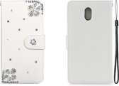 Voor Nokia 3 Horizontale Flip Effen Kleur Strass Leren Case met Kaartsleuf & Portemonnee & Houder (Diagonale Bloem)