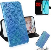 Voor Huawei nova 7i Effen Kleur Kleurrijke Magnetische Gesp Horizontale Flip PU Lederen Case met Houder & Kaartsleuven & Portemonnee & Lanyard (Blauw)