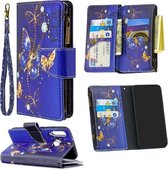 Voor Huawei P40 Lite E / Y7p Gekleurde Tekening Patroon Rits Horizontale Flip Lederen Case met Houder & Kaartsleuven & Portemonnee (Paarse Vlinder)