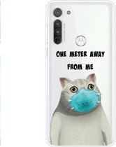 Voor Motorola G8 Power gekleurde tekening patroon zeer transparante TPU beschermhoes (masker kat)