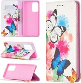 Voor Samsung Galaxy A52 5G Gekleurde Tekening Patroon Onzichtbare Magnetische Horizontale Flip PU Lederen Case met Houder & Kaartsleuven & Portemonnee (Twee Vlinders)