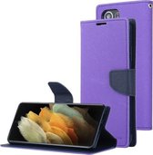 Voor Samsung Galaxy S21 Ultra 5G GOOSPERY FANCY DAGBOEK Horizontale Flip PU lederen tas met houder & kaartsleuven & portemonnee (paars)