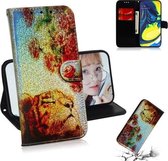 Gekleurde tekening patroon Kleurrijke magnetische gesp Horizontale flip PU lederen tas met houder & kaartsleuven & portemonnee & lanyard voor Galaxy A80 / A90 (Tiger Rose)