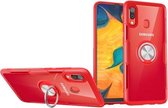 Transparante TPU-beschermhoes met 360 graden magnetische rotatiehouder voor Galaxy A30 (rood)