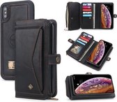 Voor iPhone X / XS POLA Multifunctionele TPU + pc Magnetische horizontale flip lederen tas met houder & kaartsleuven & portemonnee & fotolijst (zwart)