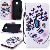 Voor Samsung Galaxy J7 (2017) (EU-versie) Gekleurd tekeningpatroon Horizontaal Flip TPU + PU lederen tas met houder & kaartsleuven & portemonnee & lanyard (Rainbow Girl)